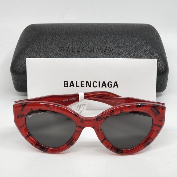 BALENCIAGA Cat Eye Sunglasses Redwith Black Print - Picture 11 of 11